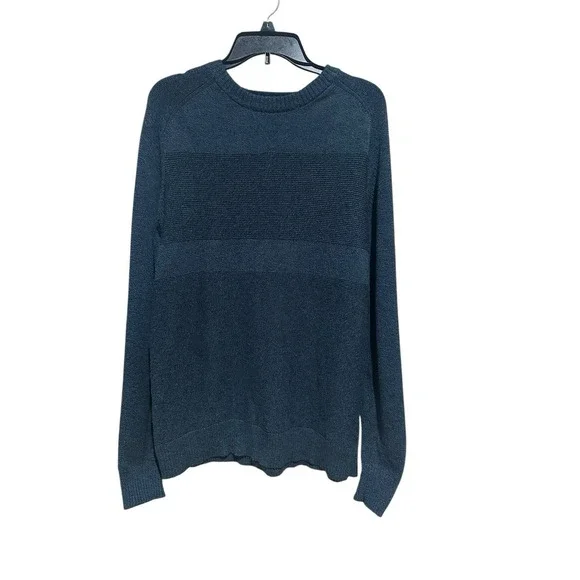 Smartwool Crew Neck Sweater Men's Size Large Blue‎ Wool Blend Stripe #G1-3