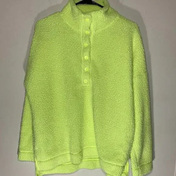 Aerie Neon Sherpa Snap Oversized Pullover