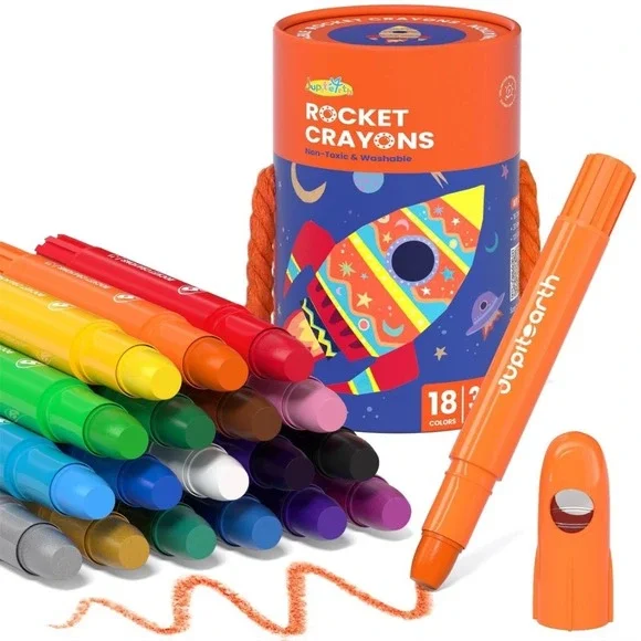 Jupitearth‎ Rocket Crayons 18 Vibrant Colors Twist Up Design For Kids