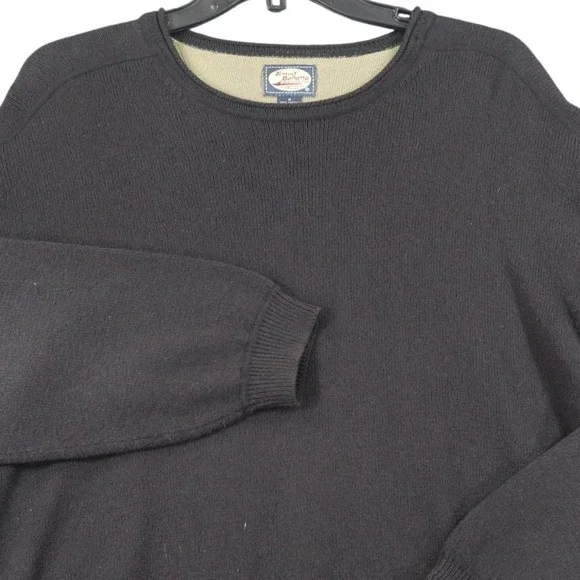 Tommy Bahama Sweater Mens M Black Cotton Crew Neck Ribbed Casual Travel