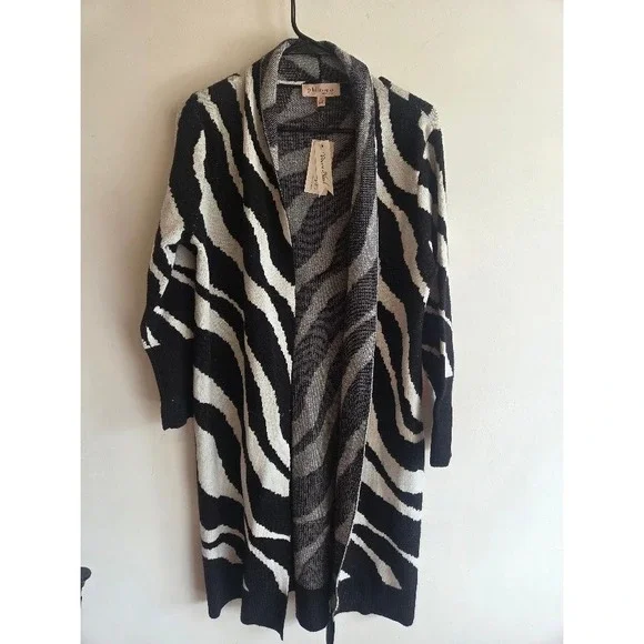 Philosophy Republic Clothing Zebra Print Long Cardigan Viscose Blend  M