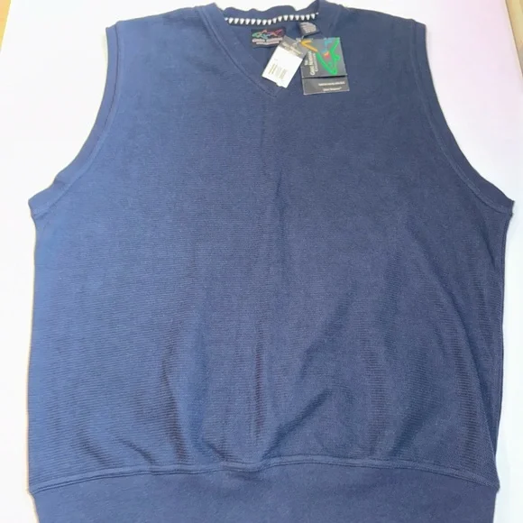 Greg Norman Collection Sweater V Neck Vest‎ Golf Mens Large Navy Blue NWT $69