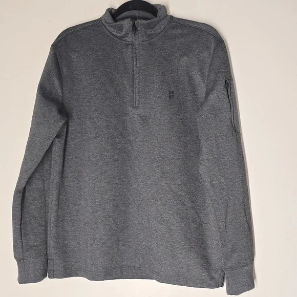 DKNY Quarter Zip Pullover Gray Stretch Comfort Modern Minimalist‎ M Normcore NWT