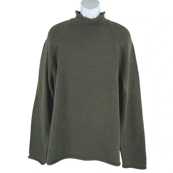 J. Crew 1988 Rollneck‎ Sweater Mens XL Green Cotton Solid NWT FS-1520