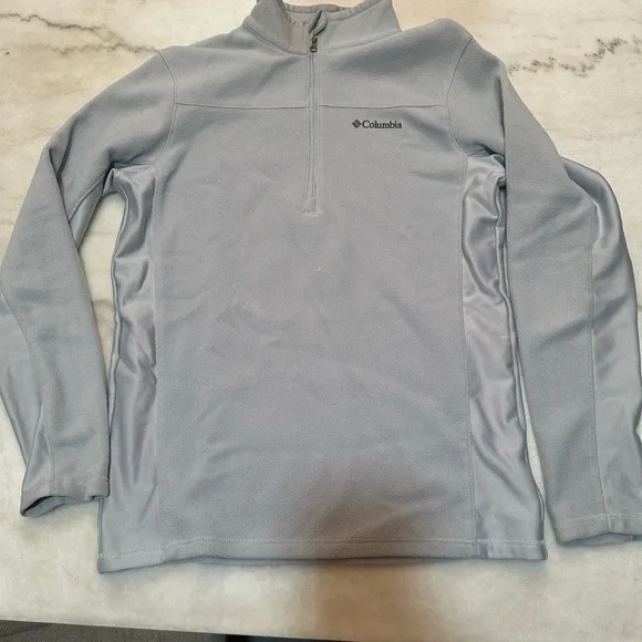 Columbia Gray Zip Up‎ Sweater with Stand-Up Collar