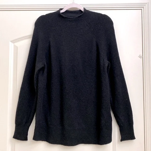 J Crew Mock Neck Sweater Pullover Womens S Merino Wool/Alpaca Blend Black preppy
