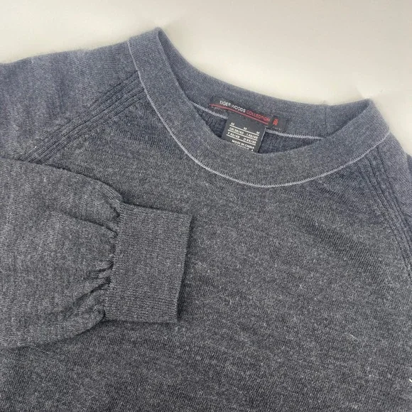 Tiger Woods Collection Sweater Mens Medium Gray‎ Merino Wool Crewneck