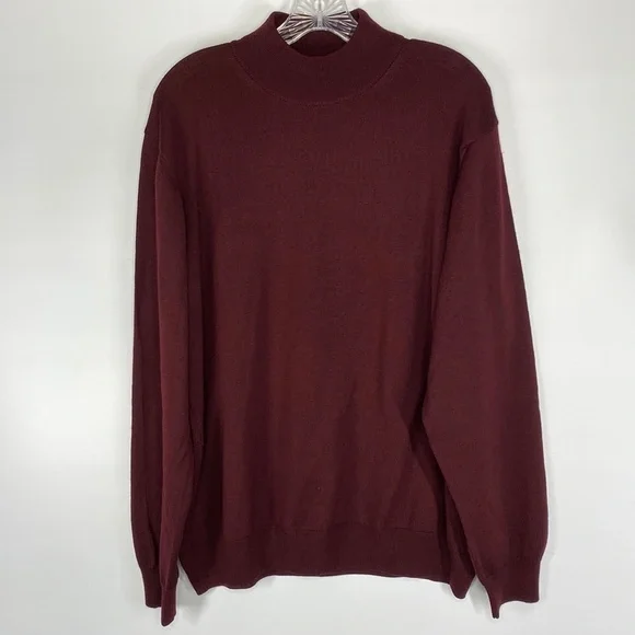Black Brown 1826 Merino Wool Burgundy Turtleneck Sweater XL