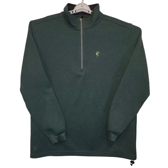 Straight Down‎ Mens XL Waffle Knit Quarter Zip Pullover Green Golf A03512