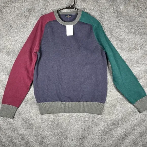 Brooks Brothers Mens Merino‎ Wool Colorblock Crewneck Sweater Size M