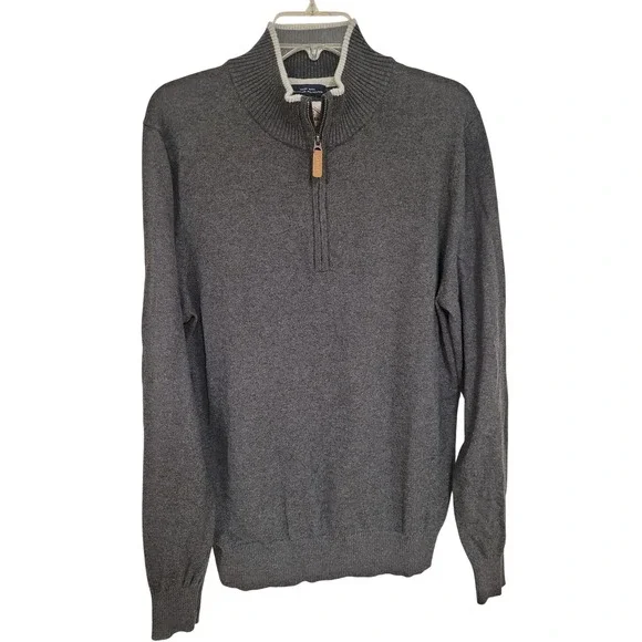 St John's Bay‎ Mens 1/4 Zip Pullover Sweater Gray Super Soft Recycled Polyester