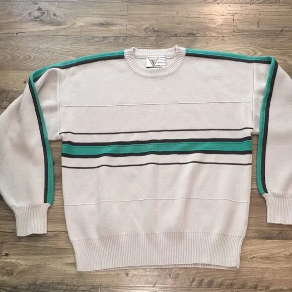Old Gray Green Vintage Tyrolia Head Retro ski snowboard winter style sweater L