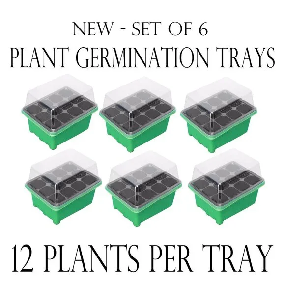 NEW 6 Pack Germination Tray Garden Supplies Gardening Plant Starter Trays 12 Pla