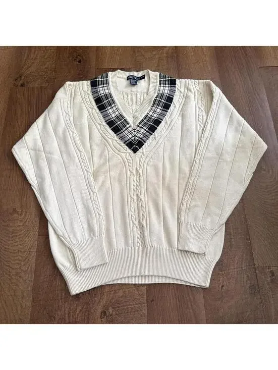 Vintage Nautica Plaid Accent Sweater
