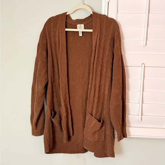 St. John's Bay Warm Brown Open Front Cardigan