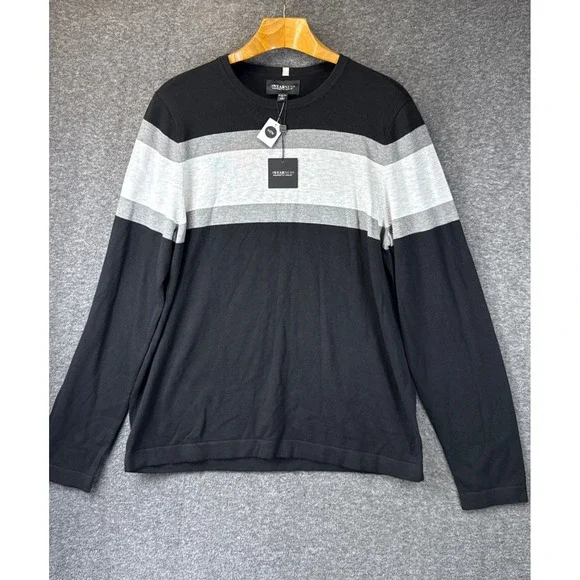 NWT Awearness Kenneth Cole Sweater Men XL Black NEW Slim Fit Colorblock Academia