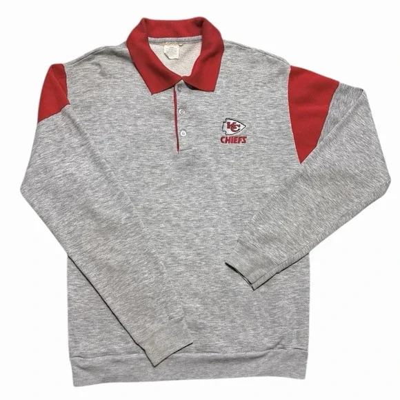 Vintage 1980s Kansas City Chiefs NFL Collared Pullover Polo Style USA Made Large