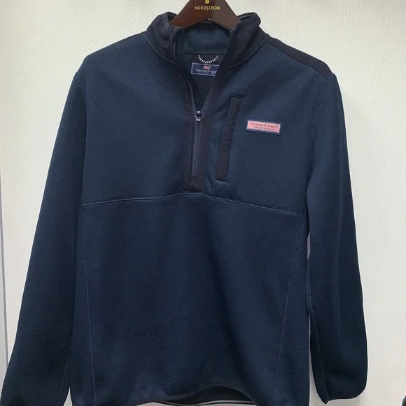 Vineyard Vines Mens Navy Blue 1/4 Zip Mountain Sweater Fleece M NWT NEW‎