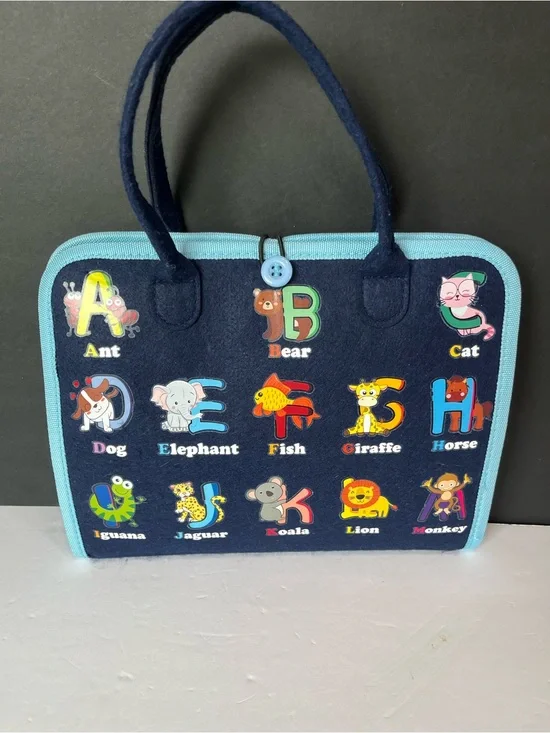 Learning Activity Alphabet Animal Tote Velcro soft.