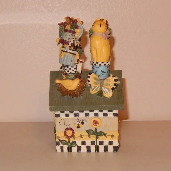 Knife Block Boston Warehouse Birdhouse Garden Angel Cat Frog Spreader Set of 4