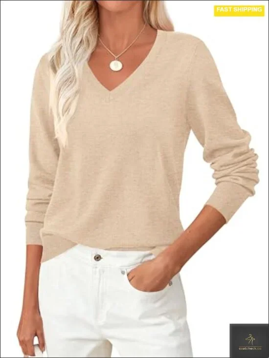 Cozy Knit V-Neck Pullover Sweater for Women - Soft Medium Weight