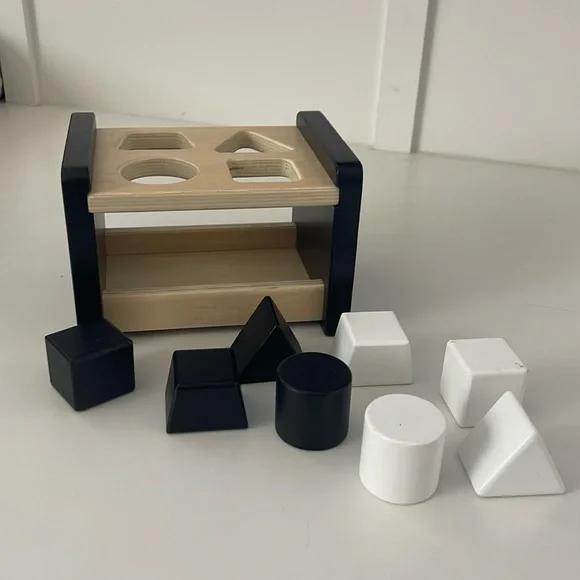 Pottery Barn Kids Wooden Shape Sorter in Black and White