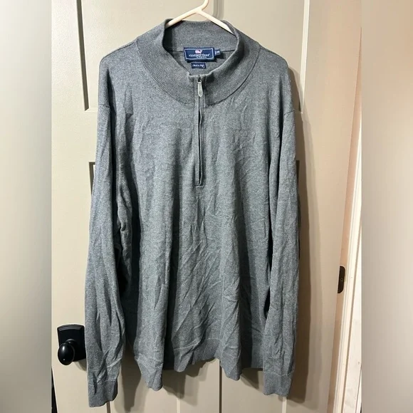 Vineyard Vines Men's Charcoal Gray Half-Zip Pullover Cashmere cotton blend