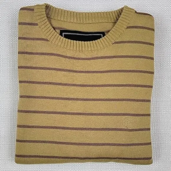 Animal Bikes Men's Yellow‎ Stripped Knit Sweater Small