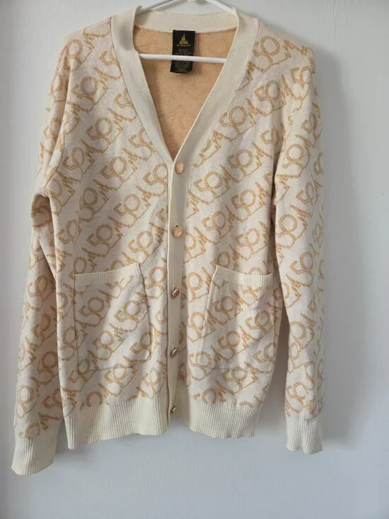 Walt Disney World 50th Anniversary Cream Gold Cardigan Sweater XL