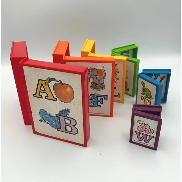 Vtg 1987 Tupperware Tuppertoys Nesting Alphabet ABC Books Set Rainbow Plastic
