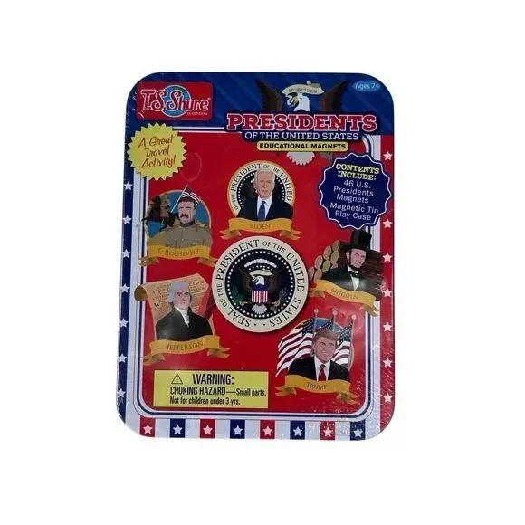 TS Shure US Presidents Educational Magnets in Tin  Sealed New