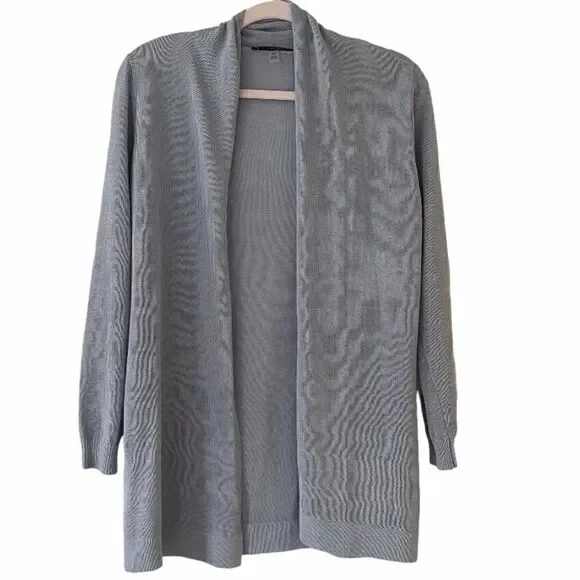 Tahari Pale Blue Lightweight Open Front Cardigan Sweater Size Small