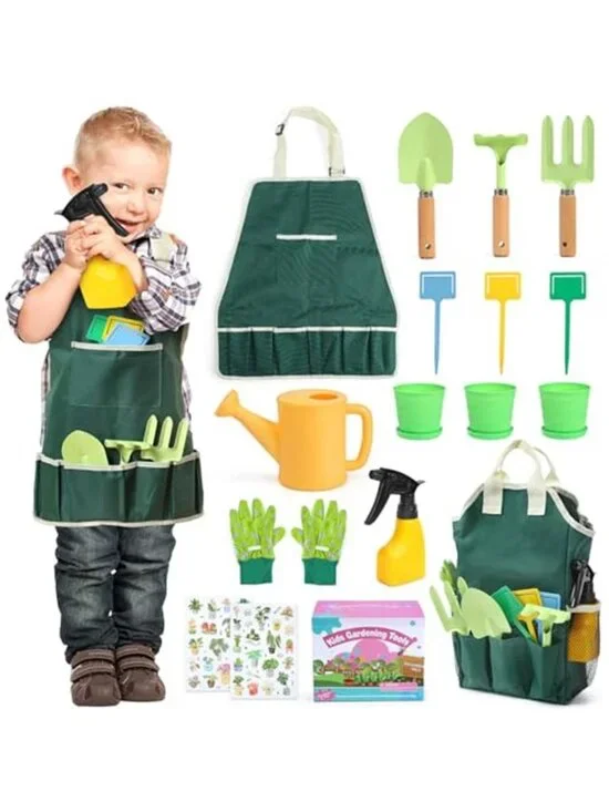 Kids Gardening Tool Set 20 Piece Garden Toys Watering Can Apron Outdoor Play