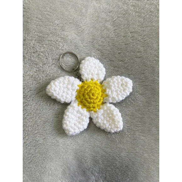 Keychain crochet lanyard accessory flower kids teens marble backpack daisy