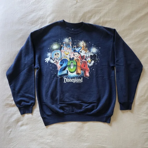 Vintage 2014 Disneyland Resort Sweatshirt, Large Unisex Adult Navy