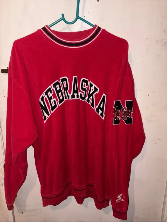 Vintage 1990s STARTER Red Nebraska Crewneck Sweatshirt