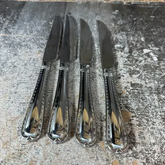 Hampton Silversmiths NOBILITY Stainless Flatware 18/10 Steak‎ Knife Set of 4