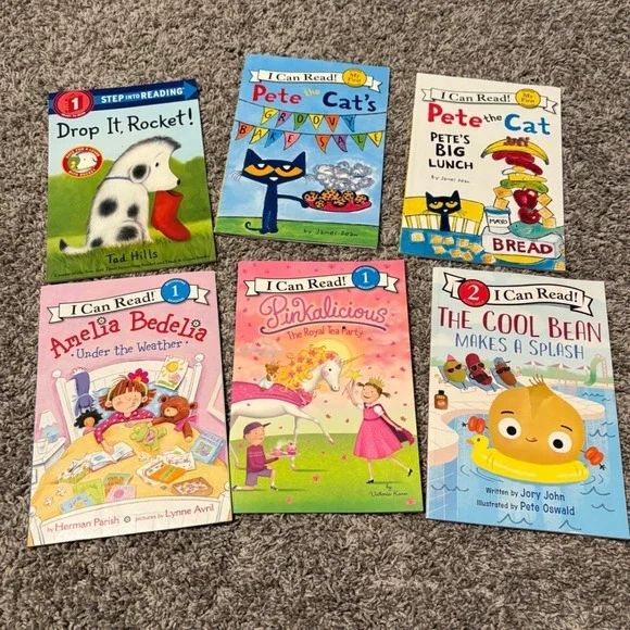 6 Early Reader Book Lot Pete the Cat Pinkalicious Amelia Bedelia Bundle