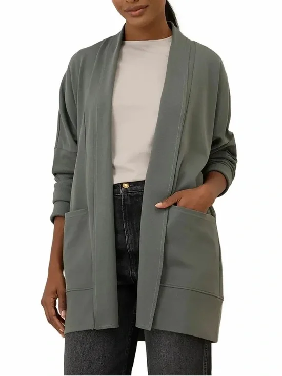 Pact Open-Front Cardigan in Sage Green