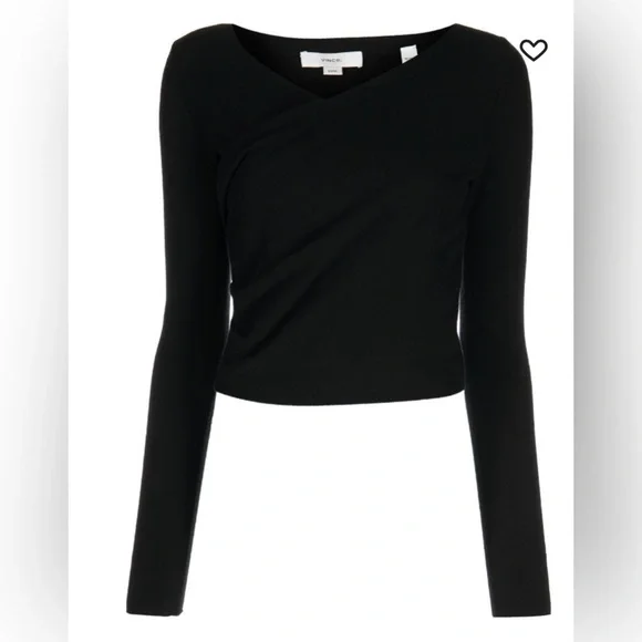 Vince Cashmere Wrap Front V-neck pullover Sweater in Black L