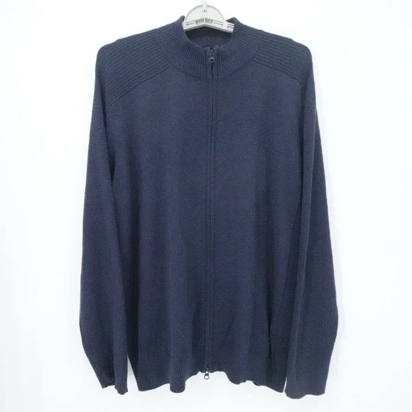 Woolrich Sweater Mens XL Navy Full Zip Cotton Blend Ribbed Outdoor Warm Heritage