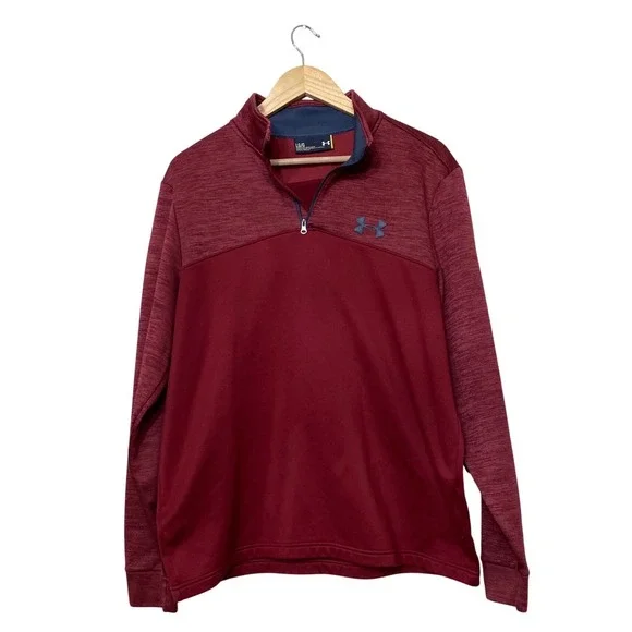 Under Armour Mens Quarter Zip Pullover Maroon Heathered Activewear‎ Large LG/G