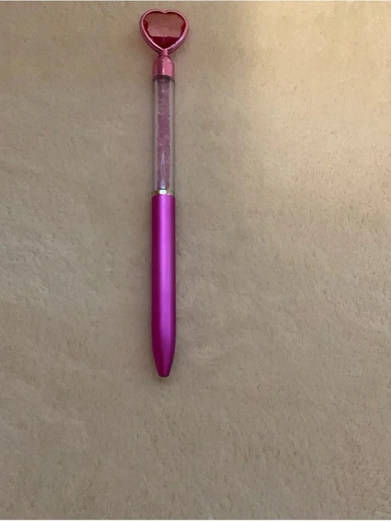 Pink Heart-Topped Glitter Pen - Kids Learning Toy
