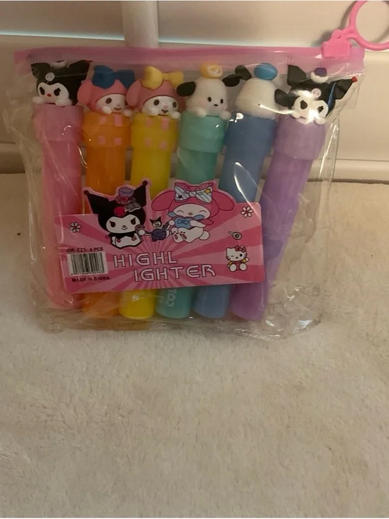 Sanrio Pastel Character Highlighters - Pink Orange Yellow Green Blue Purple
