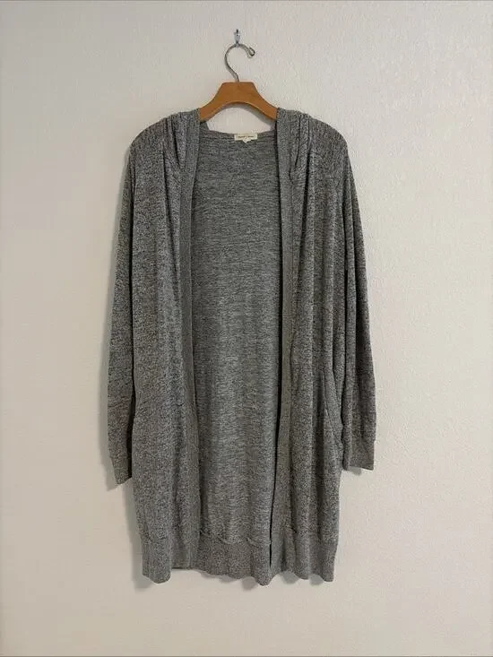 Silence + Noise Open Front Cardigan Hoodie Cozy Sweater Womens Small Grey