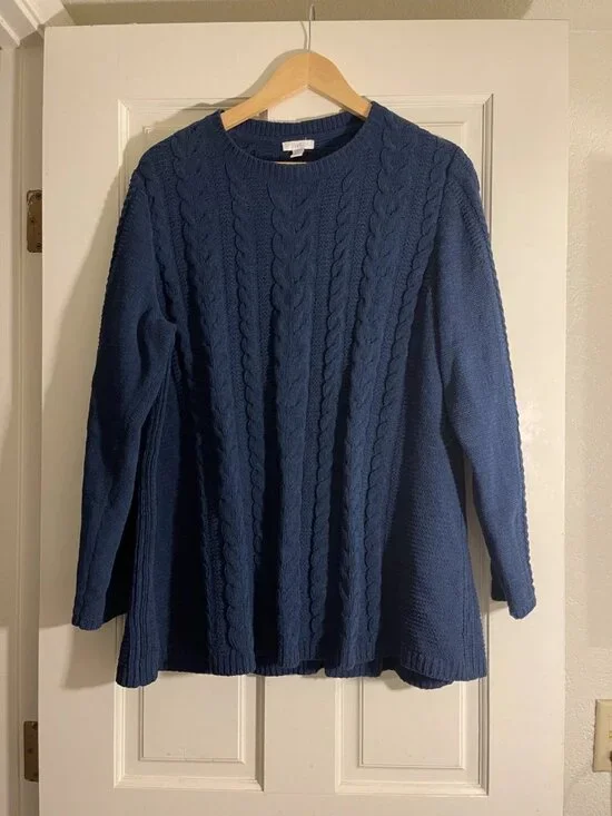 J Jill blue chenille oversize sweater PL soft classic capsule staple lagenlook