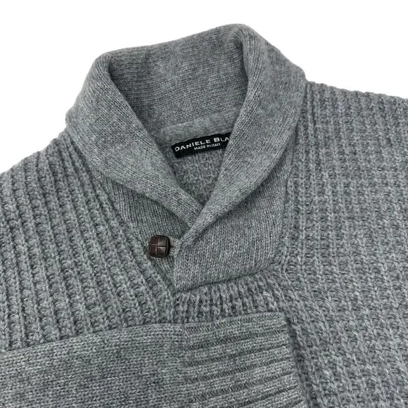 DANIELE BLASI Mens Gray Wool Blend Shawl‎ Collar Italy Made Sweater L