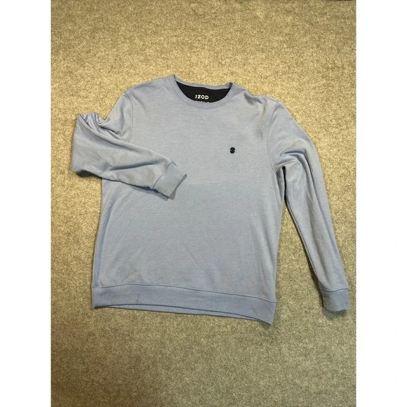 IZOD Advantage Performance‎ Sweatshirt Medium Blue Solid Stretch Crewneck