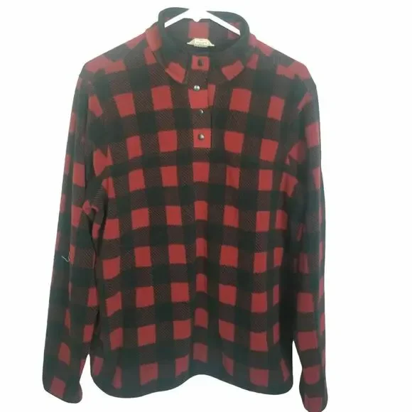Duluth Trading Co Mens Buffalo Plaid Fleece Pullover Sweater Size XL Gorpcore