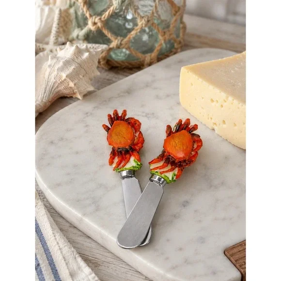 Vintage Crab Cheese Spreader Set of 2 Stainless Steel Coastal Nautical Decor